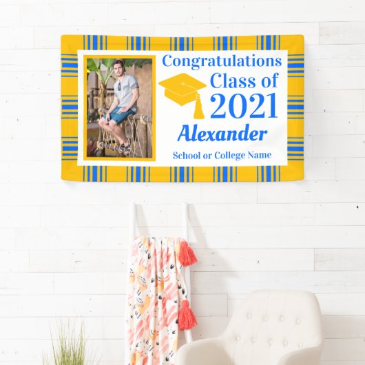 Banderoles Couleurs de l'école bleu doré (En situation)