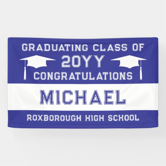 Banderoles Couleurs de l'école bleu et blanc Graduation (Horizontal)