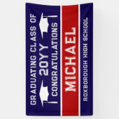 Banderoles Couleurs de l'école bleue et rouge Graduation (Vertical)