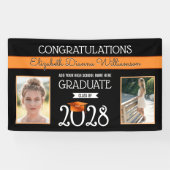 Banderoles Couleurs de l'école Noir et Orange Graduation (Horizontal)