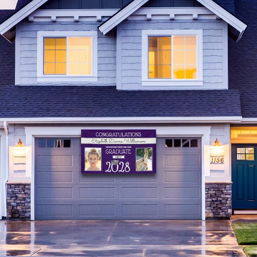 Banderoles Couleurs de l'école Purple et Silver Graduation