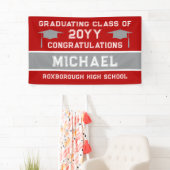 Banderoles Couleurs de l'école rouge et gris argent (En situation)