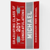 Banderoles Couleurs de l'école rouge et gris argent (Vertical)