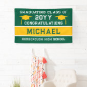 Banderoles Couleurs de l'école verte et jaune Diplôme (En situation)