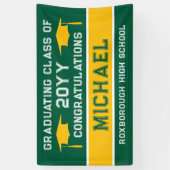 Banderoles Couleurs de l'école verte et jaune Diplôme (Vertical)