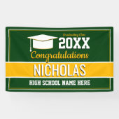 Banderoles Couleurs de l'école verte et jaune Diplôme (Horizontal)