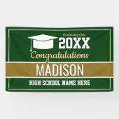 Banderoles Couleurs de l'école verte et or Graduation (Horizontal)