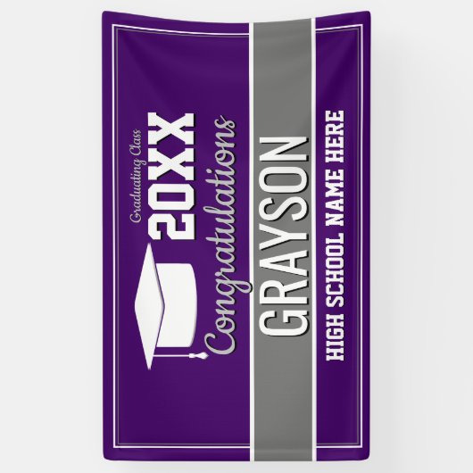 Banderoles Couleurs de l'école violet et argent (Vertical)