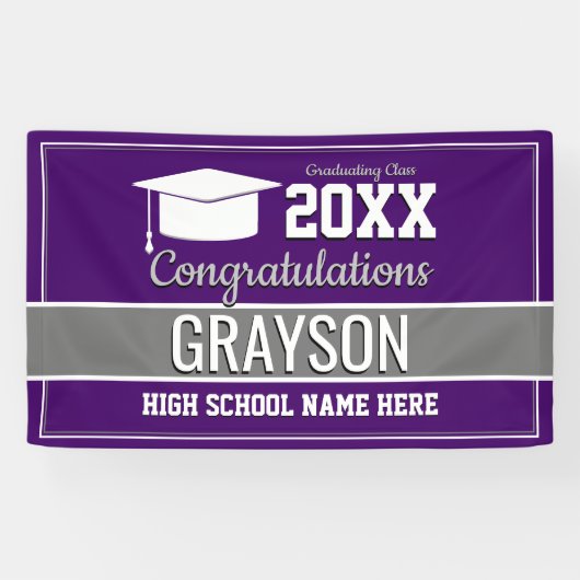 Banderoles Couleurs de l'école violet et argent (Horizontal)