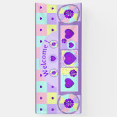 Banderoles Couleurs pastel & coeurs violets battre (Vertical)