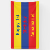 Banderoles Couleurs primaires Rouge Jaune Bleu 1er anniversai (Vertical)