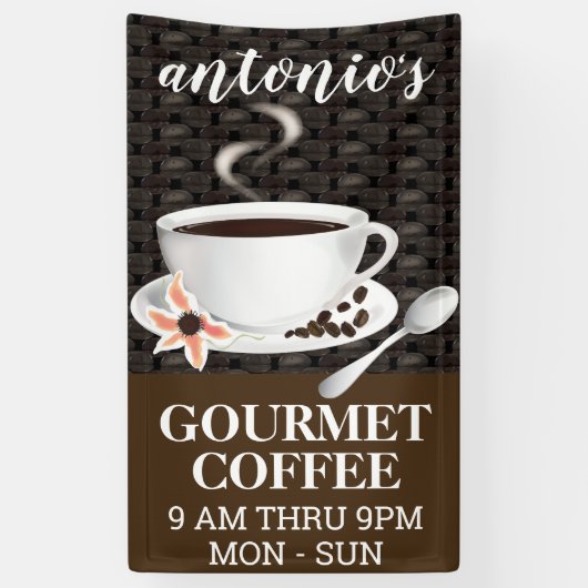 Banderoles Coupe de café avec haricots de café (Vertical)