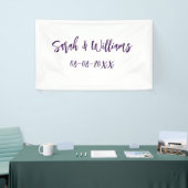 Banderoles couple de mariages. Nom date violet simple mo mini (Salon professionnel)