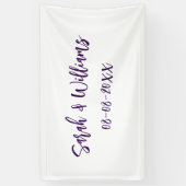 Banderoles couple de mariages. Nom date violet simple mo mini (Vertical)