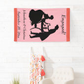 Banderoles Couple romantique engagé Silhouette Toasting Vin (En situation)