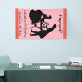 Banderoles Couple romantique engagé Silhouette Toasting Vin (Salon professionnel)