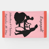 Banderoles Couple romantique engagé Silhouette Toasting Vin (Horizontal)