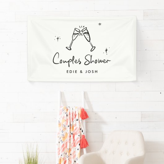 Banderoles Couples douche moderne naturel élégant manuscrit (En situation)