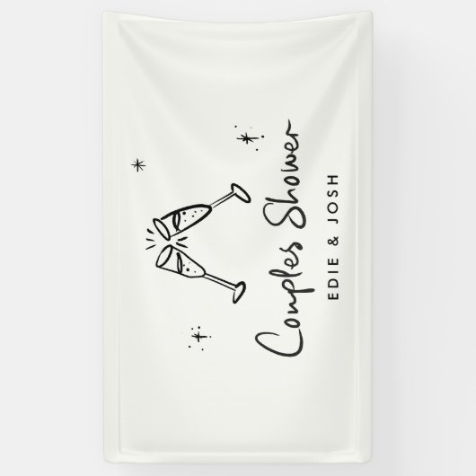 Banderoles Couples douche moderne naturel élégant manuscrit (Vertical)