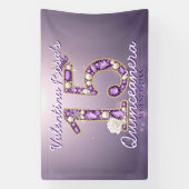 Banderoles Couronne d'améthyste et de perles Rose blanche Qui (Verticale)