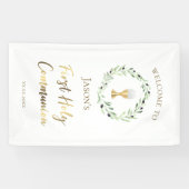 Banderoles couronne d'olivier de la première communion cathol (Horizontal)