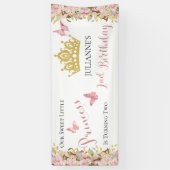 Banderoles Couronne | Papillons Floral Princesse 2e anniversa (Vertical)