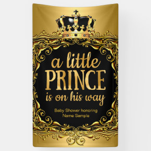 Banderoles Couronne Royale Noir Or Baby Shower Garçon 3