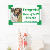 Banderoles Cours de photo vert et blanc Année d'obtention du (En situation)