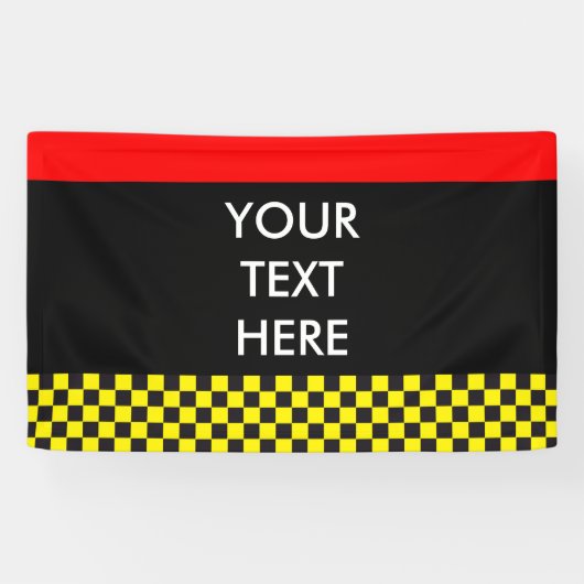 Banderoles Course de voiture / Motif d'échecs + votre backgr. (Horizontal)