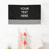 Banderoles Courses d'automobiles/motif d'échecs + votre (En situation)