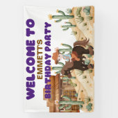 Banderoles Cowboy à cheval fête d'anniversaire Bienvenue (Verticale)