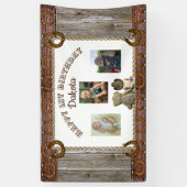 Banderoles Cowboy et Teddy Bear 1er Anniversaire de la fête (Vertical)