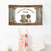 Banderoles Cowboy et Teddy Bear 1er Anniversaire de la fête (En situation)