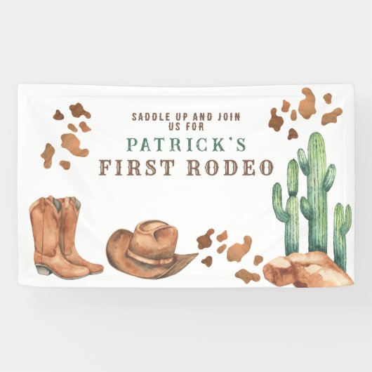 Banderoles Cowboy Wild West 1er Rodéo fête d'anniversaire (Horizontal)