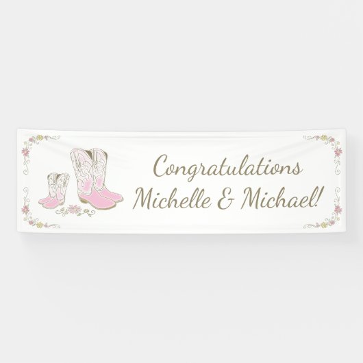 Banderoles Cowgirl Baby shower Pays Western Rose Girl (Horizontal)