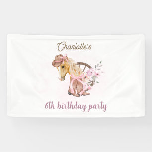Banderoles Cowgirl Cheval Floral Western Anniversaire