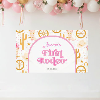 Banderoles Cowgirl Premier Rodéo Rose Fête d'anniversaire 1 a