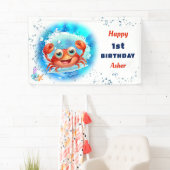 Banderoles Crab Beach Pool Party Summer Boy 1er anniversaire (En situation)