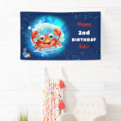 Banderoles Crab Navy Blue Boy Pool Party Été 2 Anniversaire (En situation)