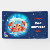 Banderoles Crab Navy Blue Boy Pool Party Été 2 Anniversaire (Horizontal)