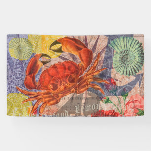 Banderoles Crabe Plage Nautique Art de la mer