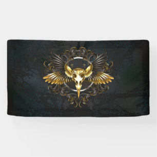 Banderoles Crâne d'oiseau doré sur fond noir