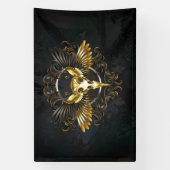 Banderoles Crâne d'oiseaux dorés sur arrière - plan noir (Verticale)