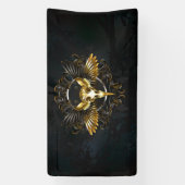 Banderoles Crâne d'oiseaux dorés sur arrière - plan noir (Verticale)