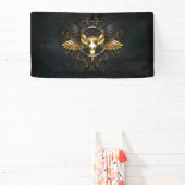 Banderoles Crâne d'oiseaux dorés sur arrière - plan noir (Insitu)
