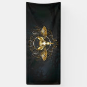 Banderoles Crâne d'oiseaux dorés sur arrière - plan noir (Vertical)