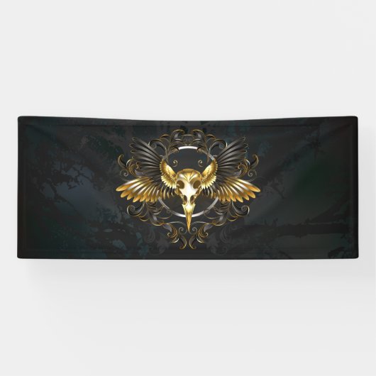 Banderoles Crâne d'oiseaux dorés sur arrière - plan noir (Horizontal)