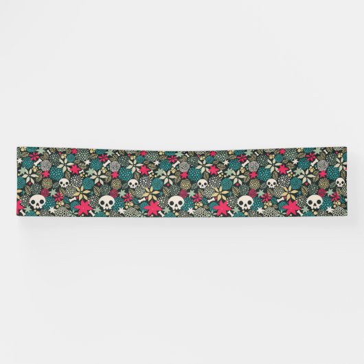 Banderoles Crâne en fleurs (Horizontal)