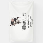 Banderoles Crânes Rose gothiques noirs (Vertical)