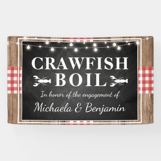 Banderoles Crawfish Boil Homard Rustic Engagement Party (Horizontal)